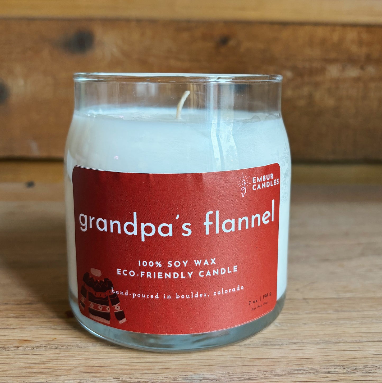 Large Upcycled Candle | Grandpas Flannel