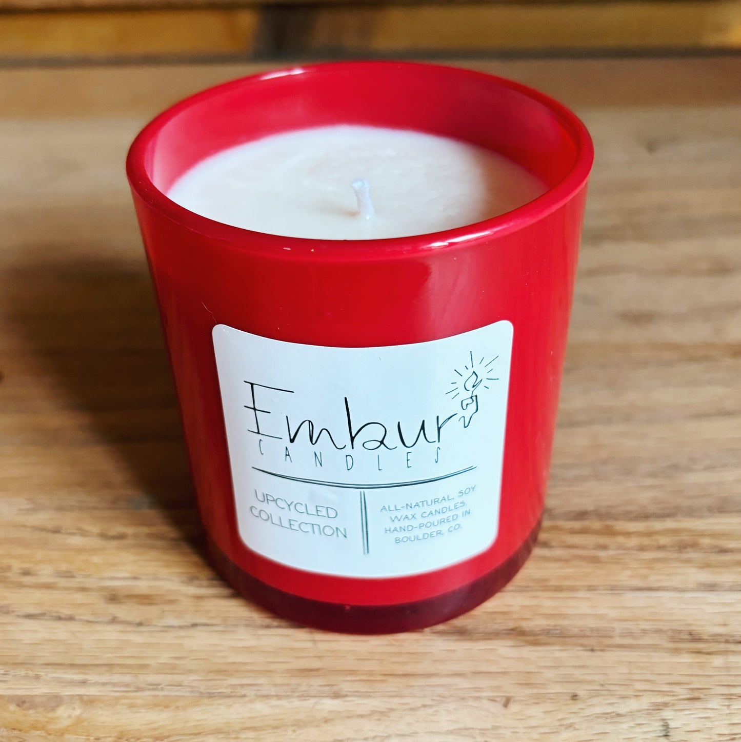 Upcycled Red Candle | Grandpas Flannel